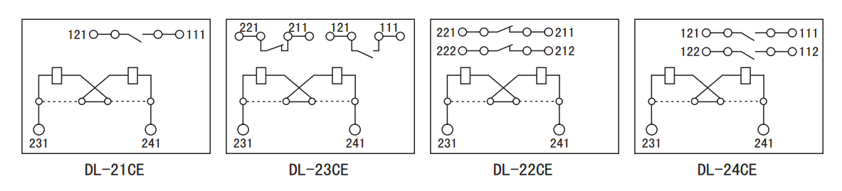 DL-22CE系列電流繼電器內部接線及外引接線圖 DL-22CE系列電流繼電器內部接線及外引接線圖
