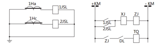 JSL-23繼電器構成的二相式定時限保護的原理圖