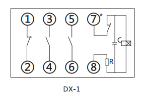 DX-1閃光繼電器內部接線及外引接線圖 DX-1閃光繼電器內部接線及外引接線圖