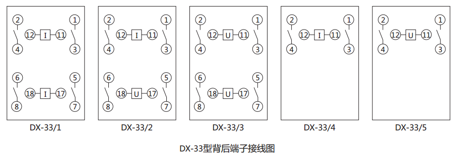 DX-33/3信號繼電器背后端子接線圖及外引接線圖 DX-33/3信號繼電器背后端子接線圖及外引接線圖