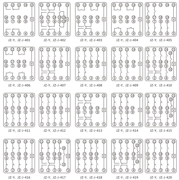 JZY(J)-201X靜態中間繼電器內部接線圖及外引接線圖 JZY(J)-201X靜態中間繼電器內部接線圖及外引接線圖
