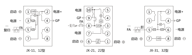JX-21靜態(tài)信號(hào)繼電器內(nèi)部接線及外部引線圖 JX-21靜態(tài)信號(hào)繼電器內(nèi)部接線及外部引線圖